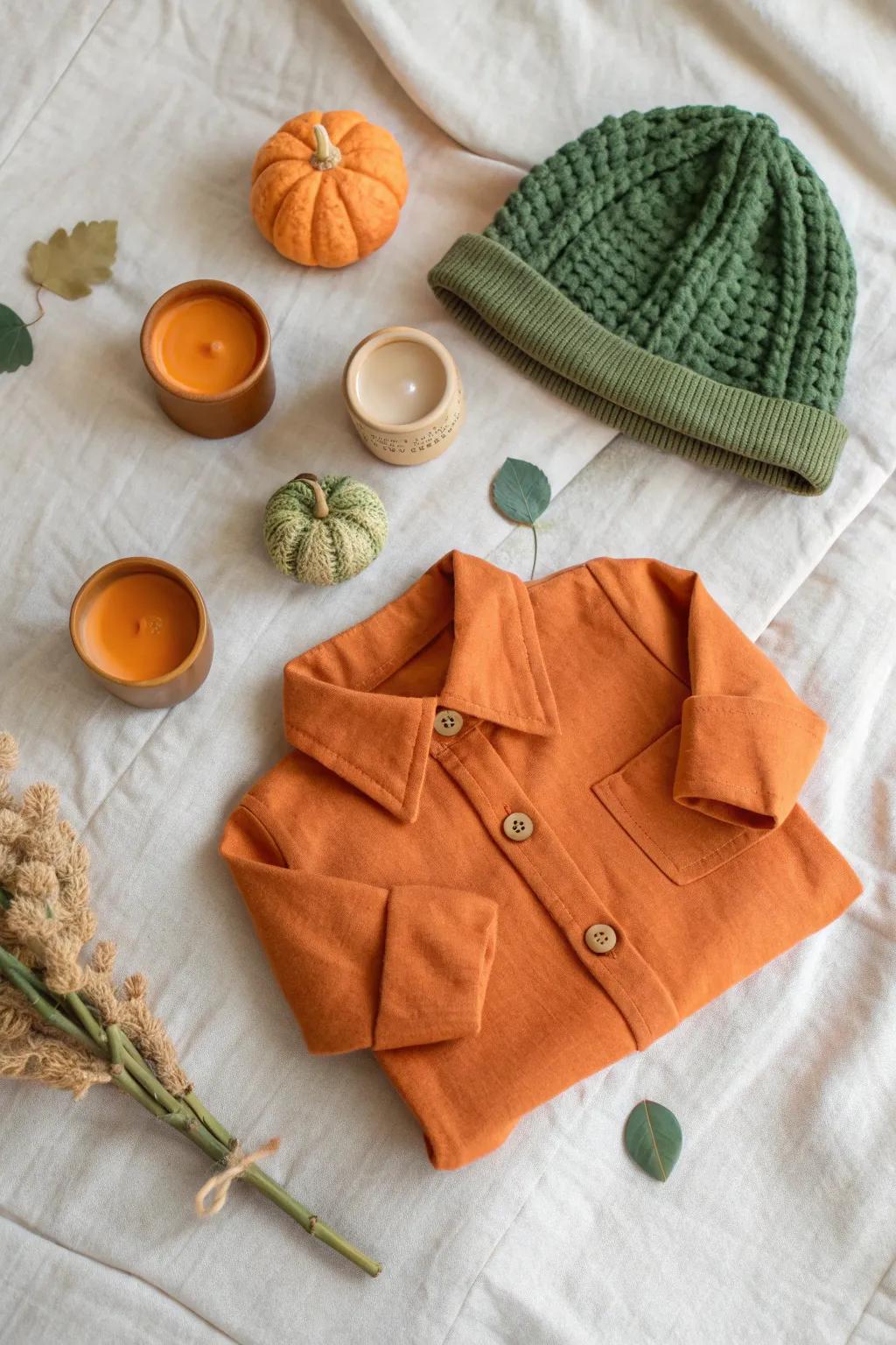 Transform your little one into a darling pumpkin with simple, stylish elements. Perfect for autumn adventures!