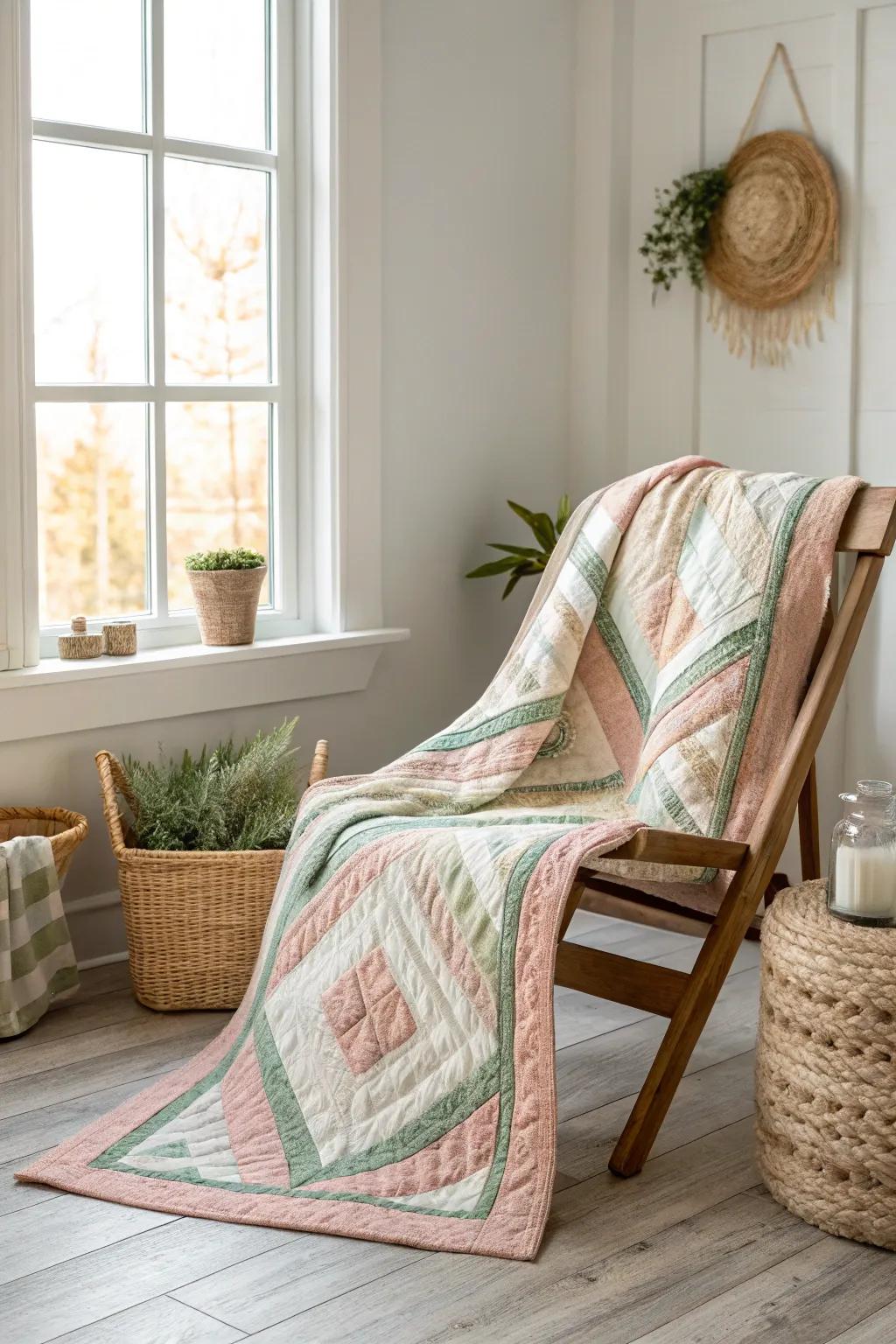 Embrace the charm of the log cabin pattern—where simplicity meets timeless elegance. #QuiltLove #ScandiBoho