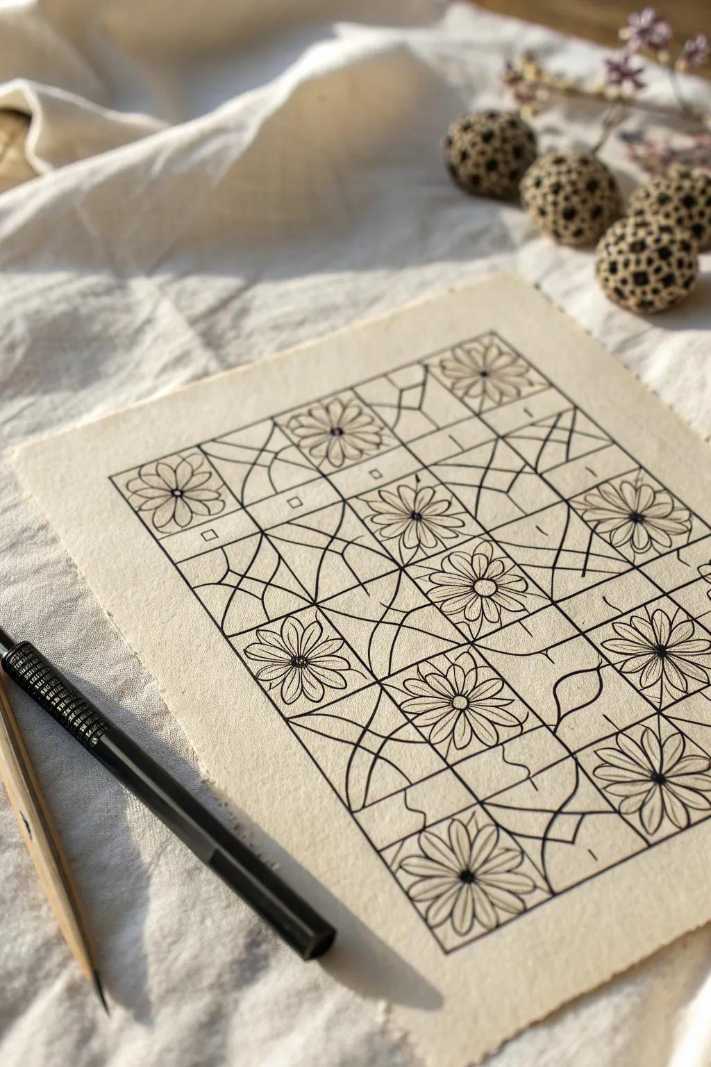 Discover the art of Zentangle grids: simplicity meets elegance.