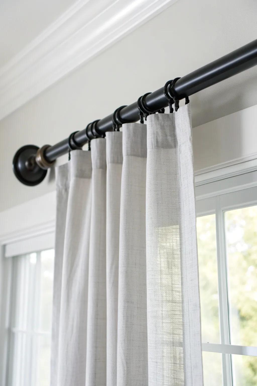 Embrace minimalist elegance with this sleek half curtain rod, perfect for modern interiors.