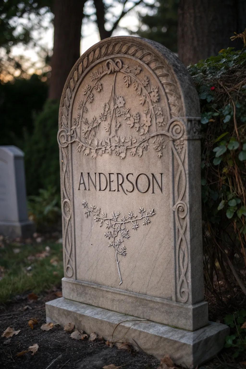 Honor your ancestors this Halloween with a beautifully crafted tombstone featuring your family name.
