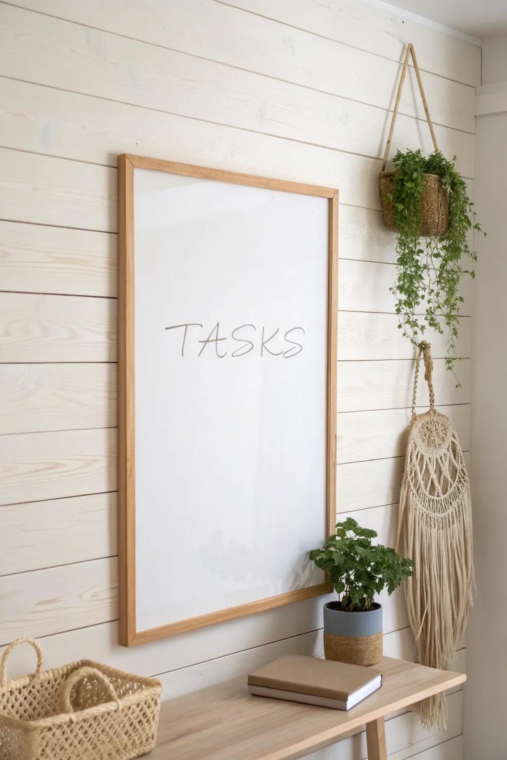 Embrace simplicity with this minimalist dry-erase task board for effortless organization. #ScandinavianStyle #MinimalistLiving