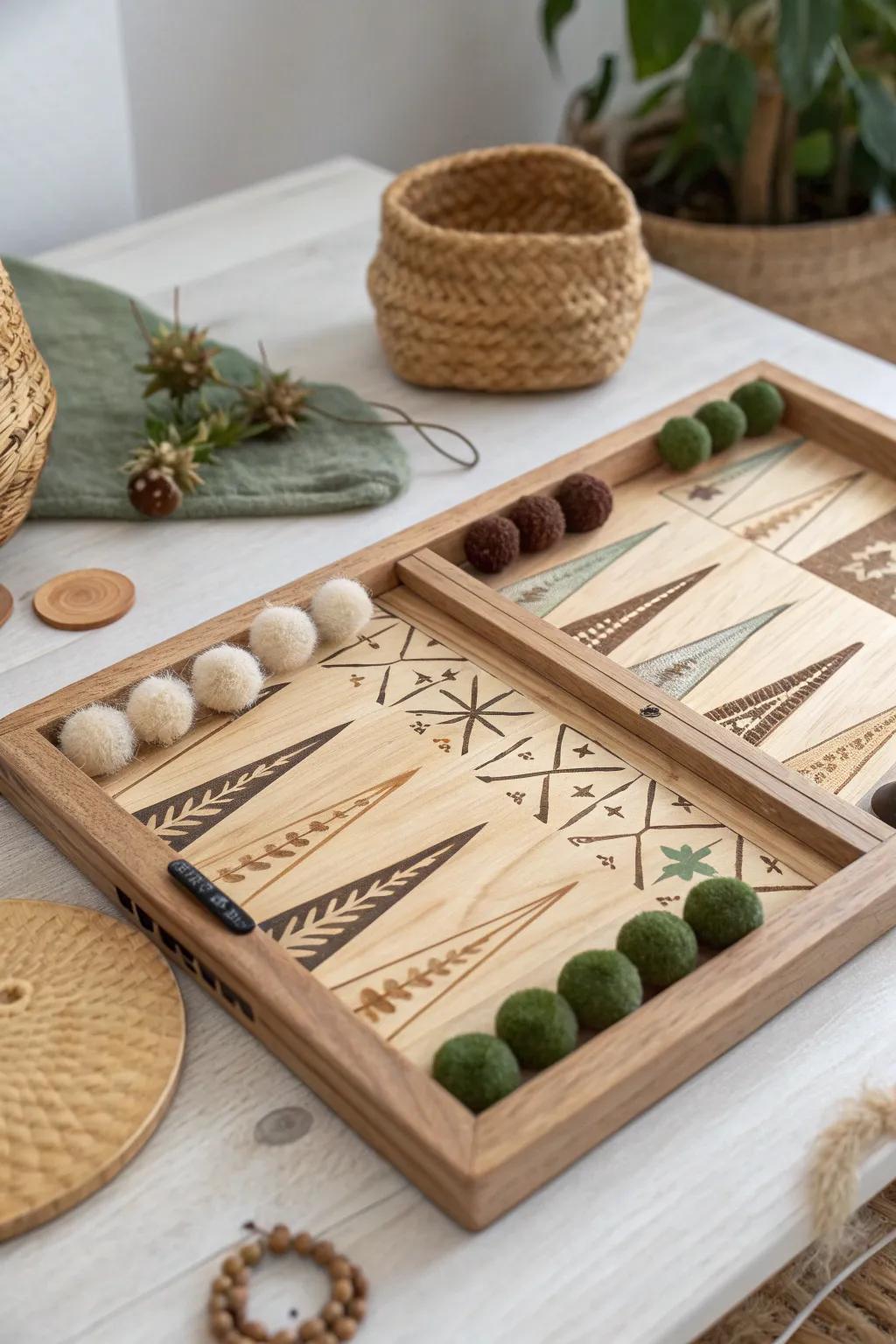 Embrace the art of play with this handcrafted locust pom pom game, blending simplicity and storytelling.