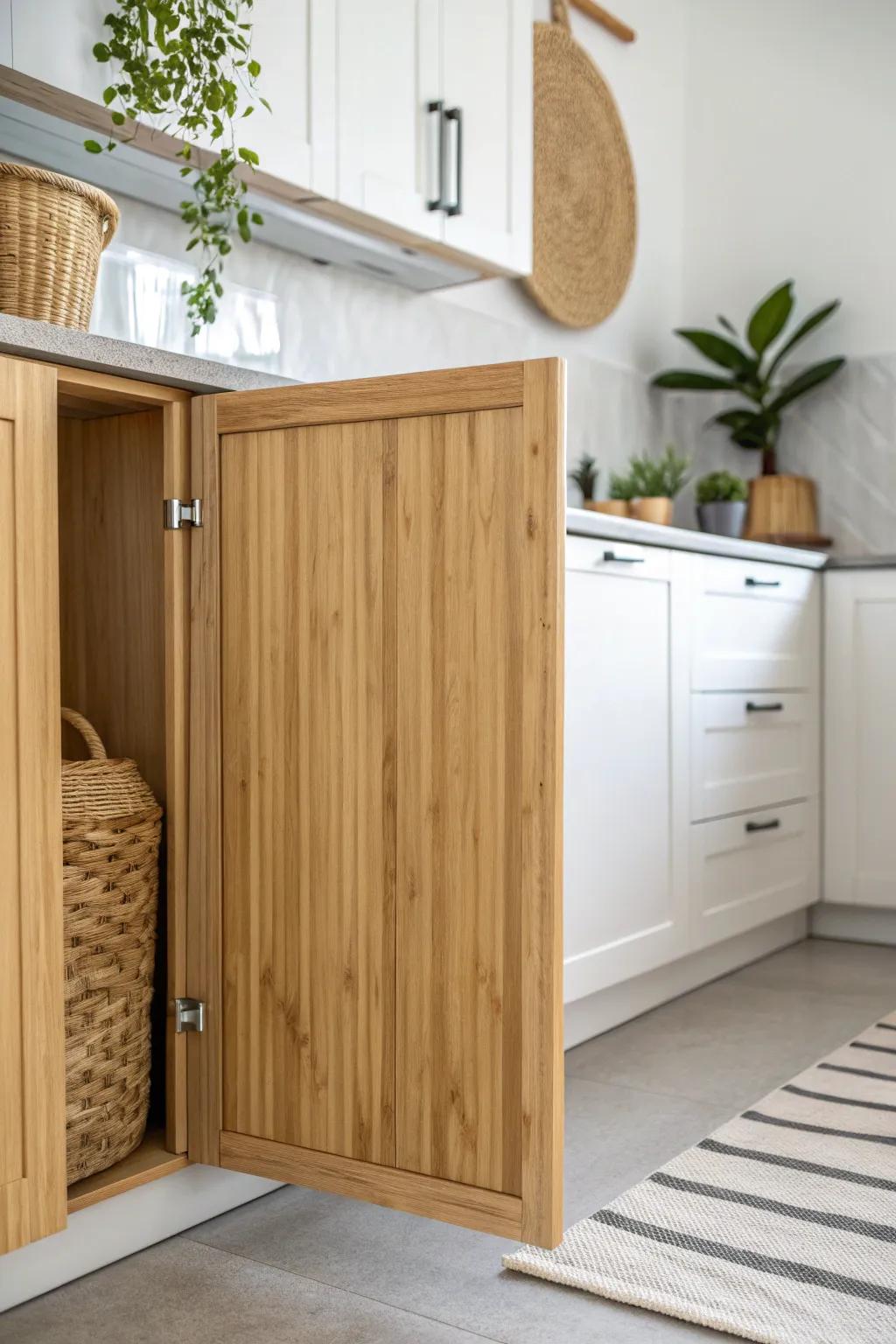 Breathe new life into your kitchen with eco-friendly bamboo cabinets. Sustainable beauty meets minimalist elegance.