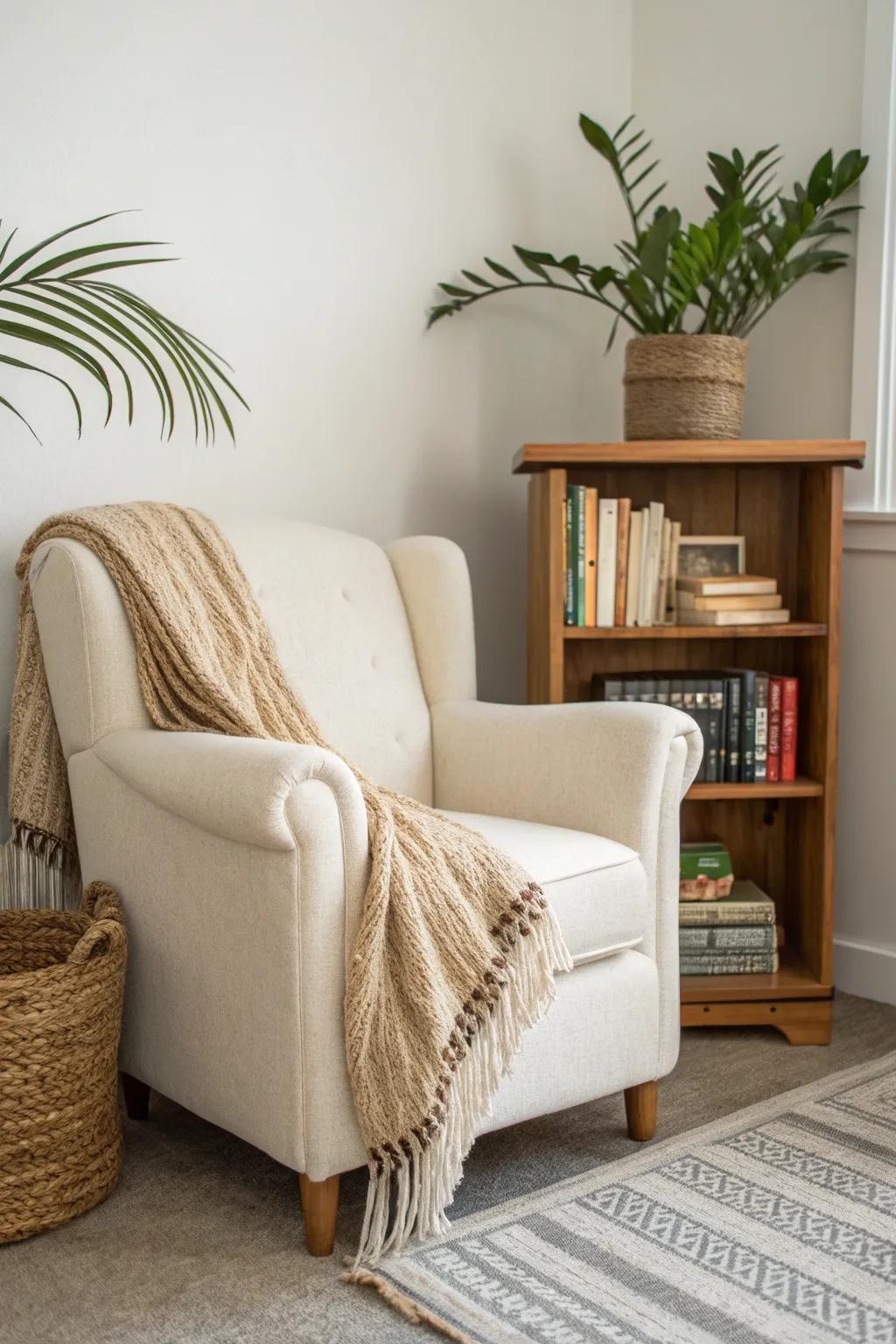 Find tranquility in a cozy reading nook—your perfect corner escape.