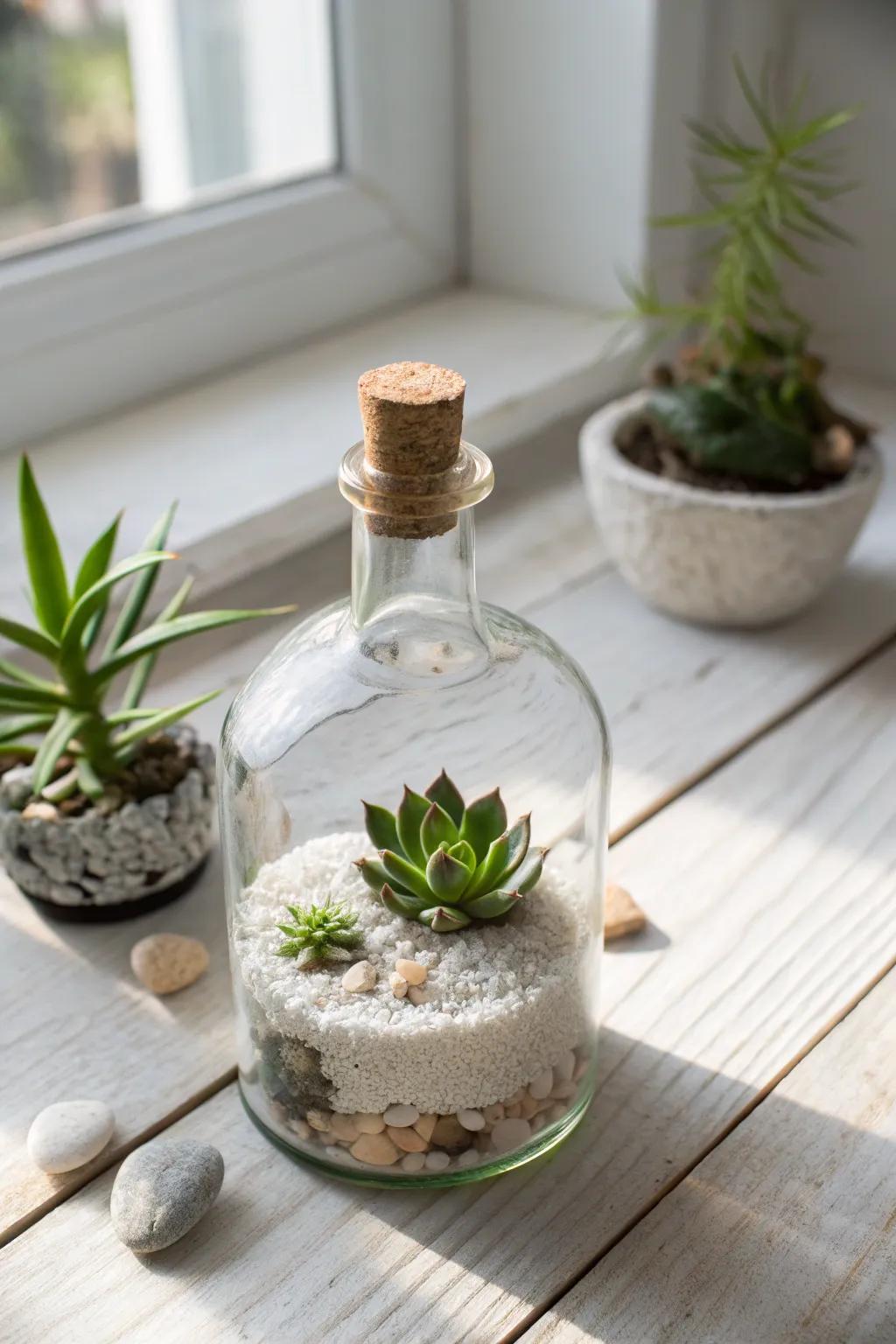 Bring nature indoors with this charming mini terrarium in a bottle.