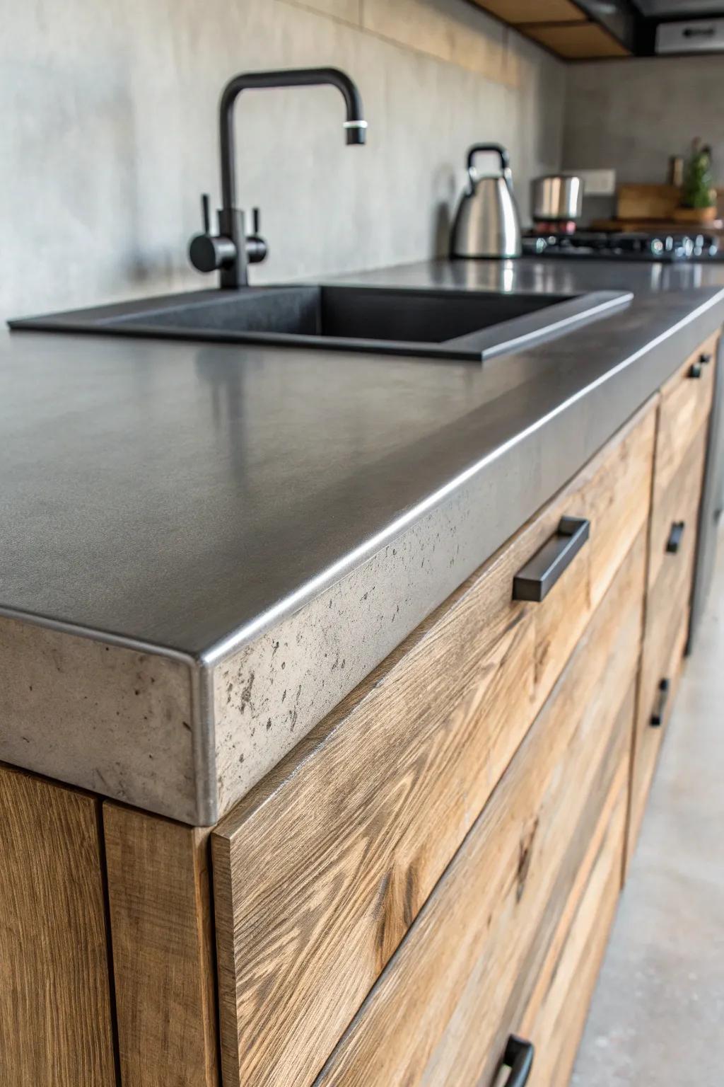 Transform your kitchen with a touch of industrial elegance using metallic paint for a bold, modern look.