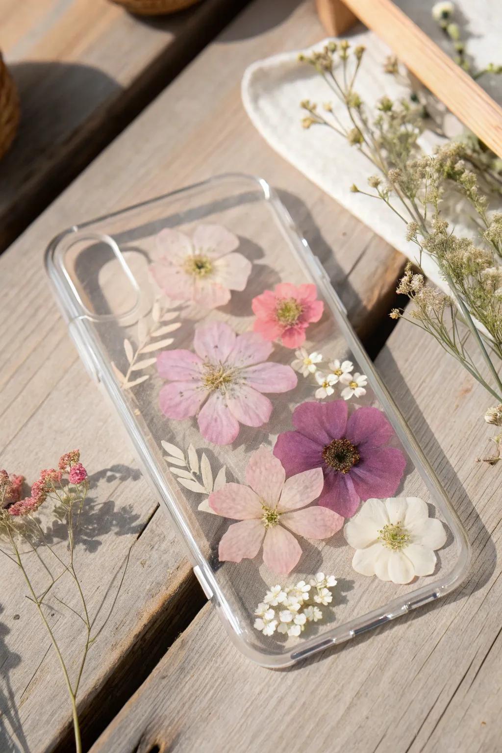 Embrace nature's elegance with a DIY pressed flower phone case, capturing the timeless beauty of spring in a minimalist style.