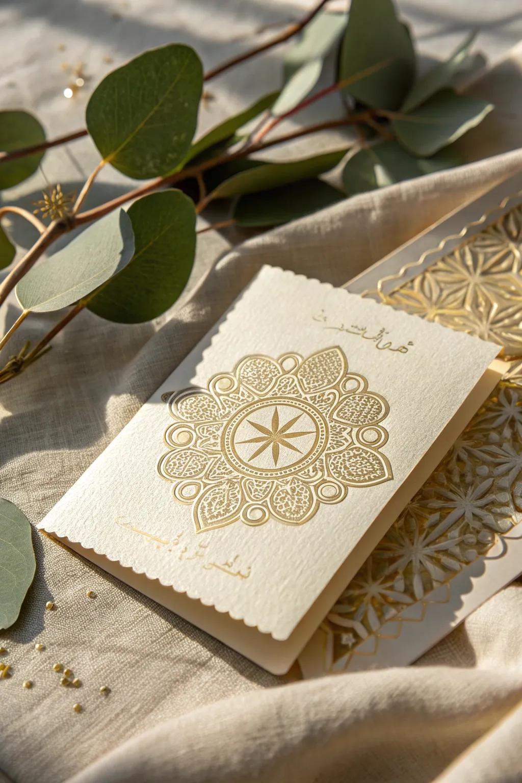 Embrace the beauty of simplicity with handcrafted Ramadan cards that speak volumes through their textures.