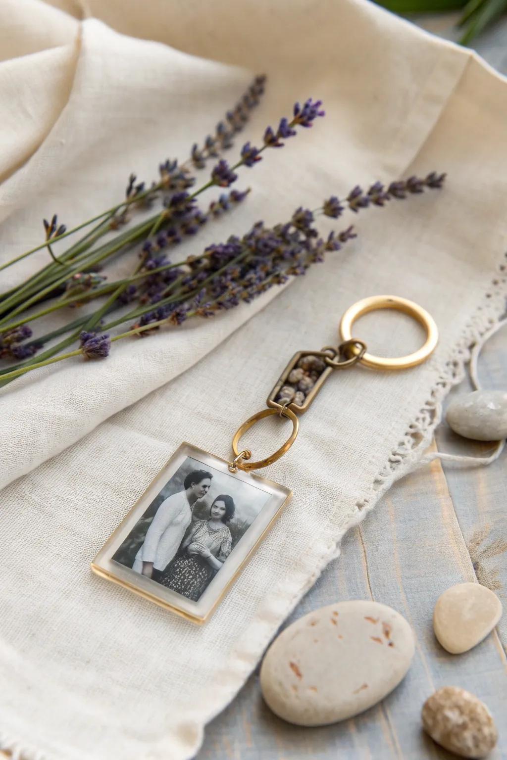 Carry your cherished memories with style - a minimalist photo keychain that blends simplicity with heartfelt nostalgia.