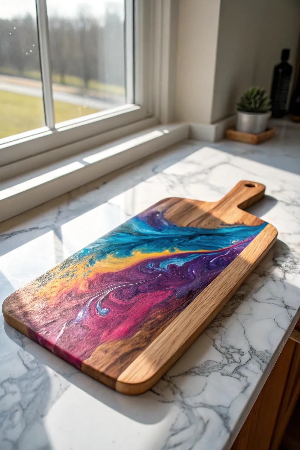 Transform your kitchen into a vibrant masterpiece with color-pop cutting boards, where artistry meets functionality.