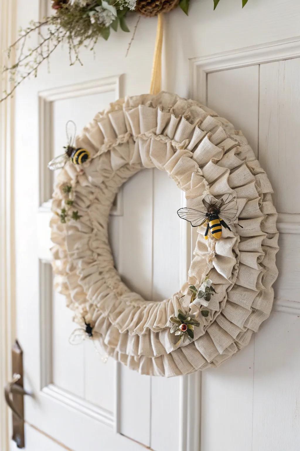Crafting with a Conscience: Transform recycled treasures into a stunning bee wreath for an eco-chic aesthetic.