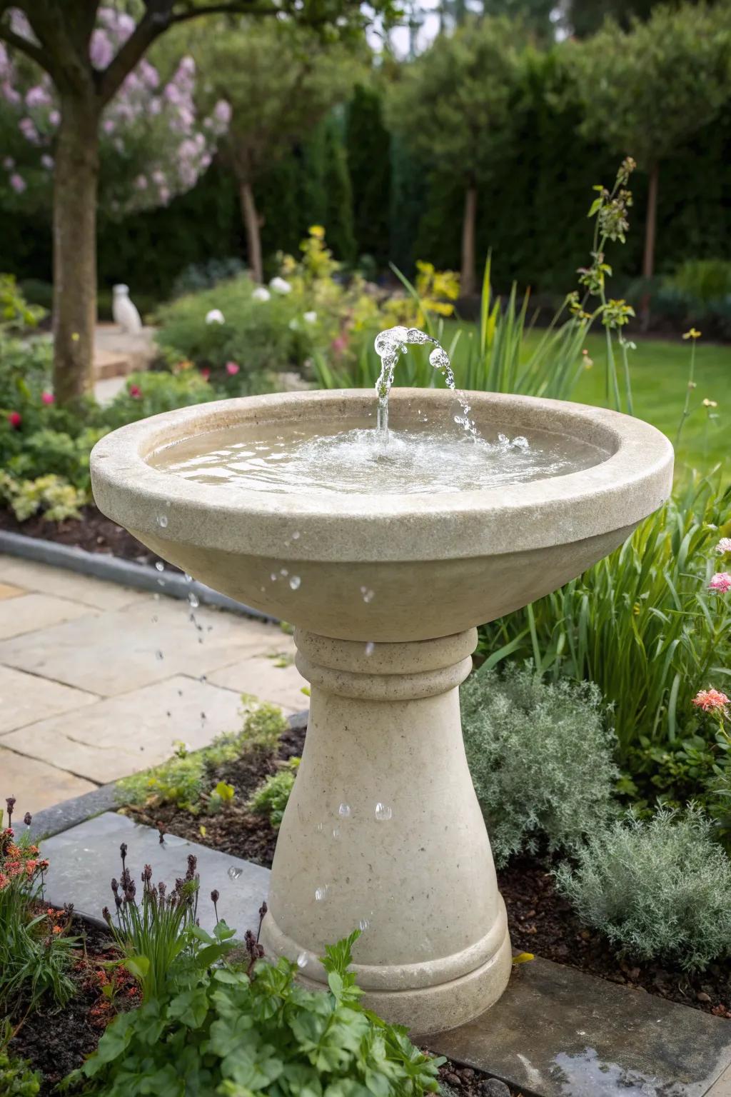 Transform your garden into a tranquil retreat with this elegant bird bath fountain, where minimalist design meets bohemian serenity.