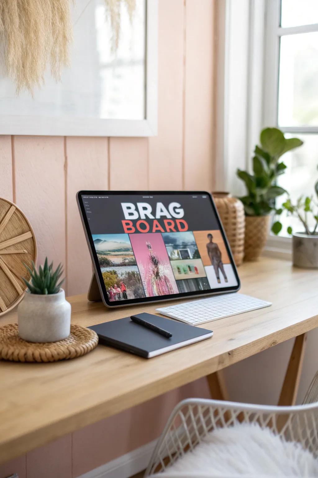 Celebrate achievements in style with a digital brag board that connects you with loved ones near and far. #DigitalBragBoard #ScandiBohoStyle