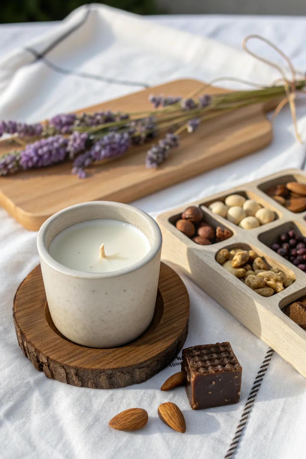 Indulge in a sensory escape: Light your favorite candle and savor gourmet treats.