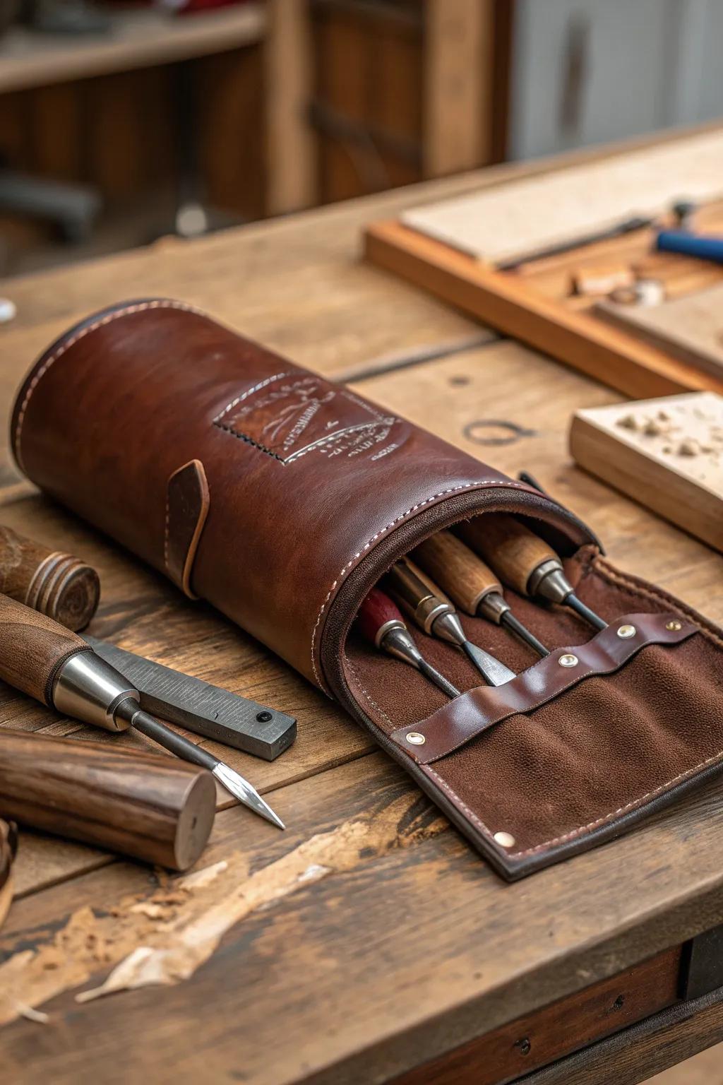 Elevate your craft with a leather tool roll – where style meets functionality.