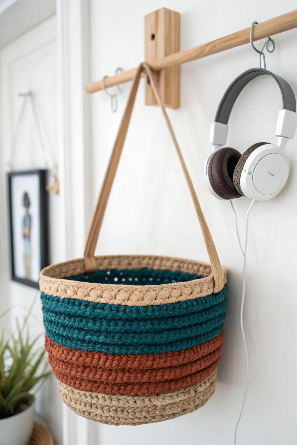 Elegant headphone haven: Where minimalist design meets cozy functionality.
