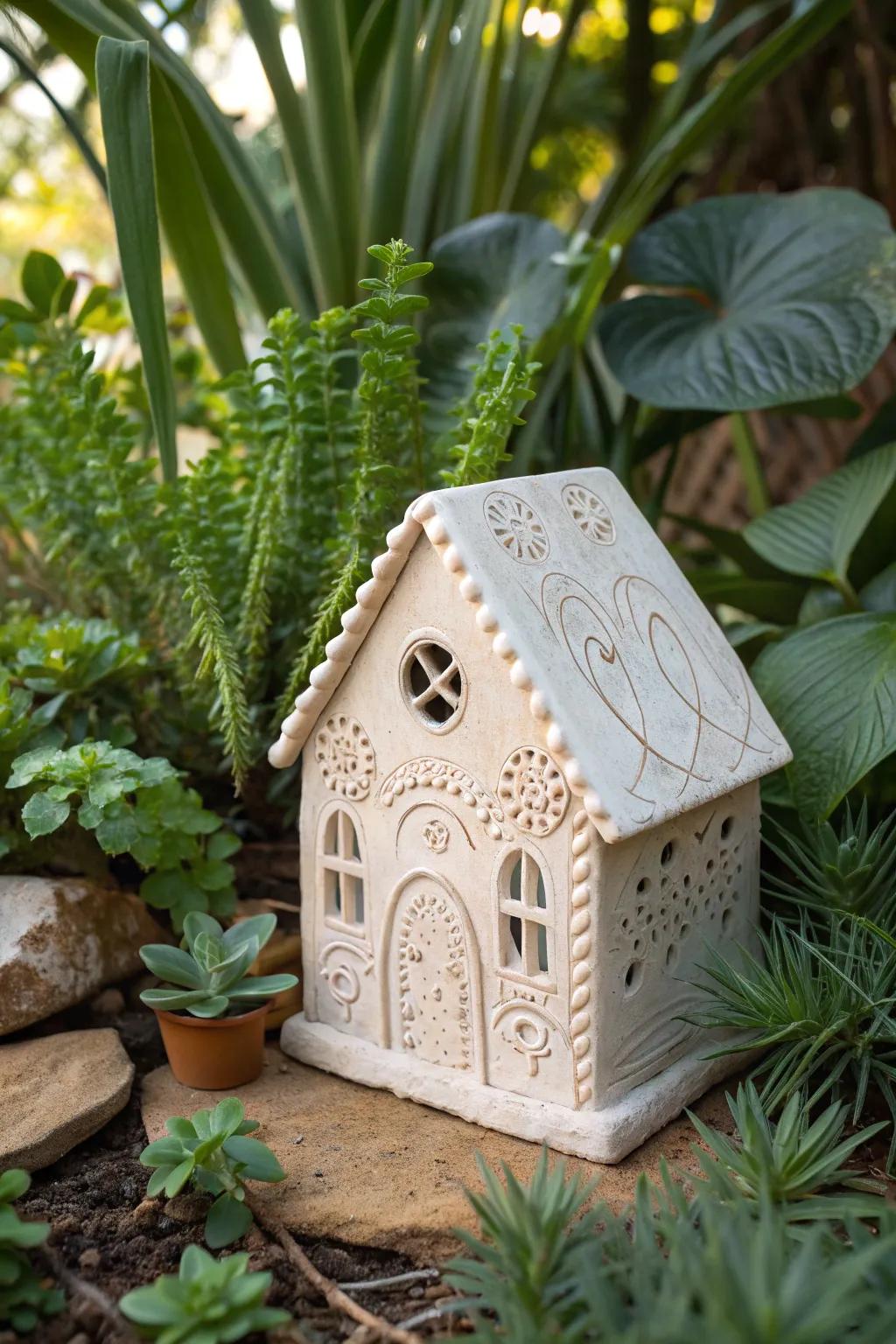 Discover the charm of nature's tiny homes with these handcrafted clay cottages, perfect for adding a touch of artistry to your plant haven.