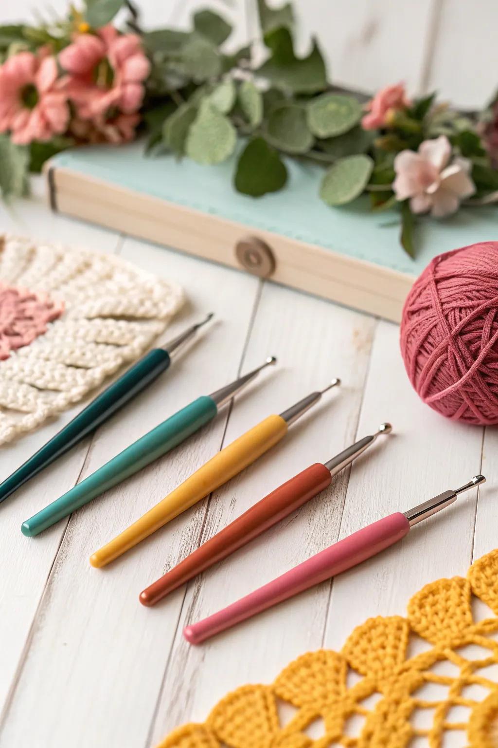 Elevate your crochet game with versatile and colorful interchangeable hook tips—perfect for every creative project!