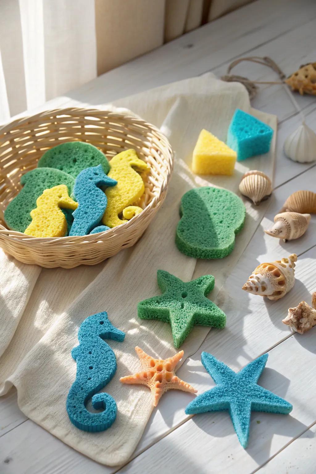Dive into creativity with these charming sponge sea creatures – a splash of fun for little ones and a delight for the eyes!