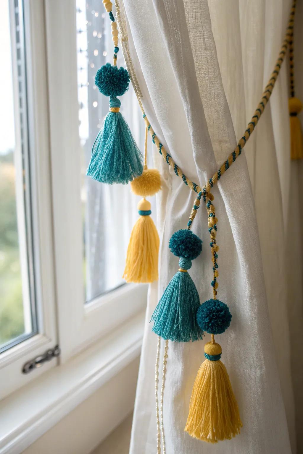 Transform your space with embellished curtain panels that blend minimalist elegance with boho flair. 🌿✨ #DIYDecor #ScandiBoho