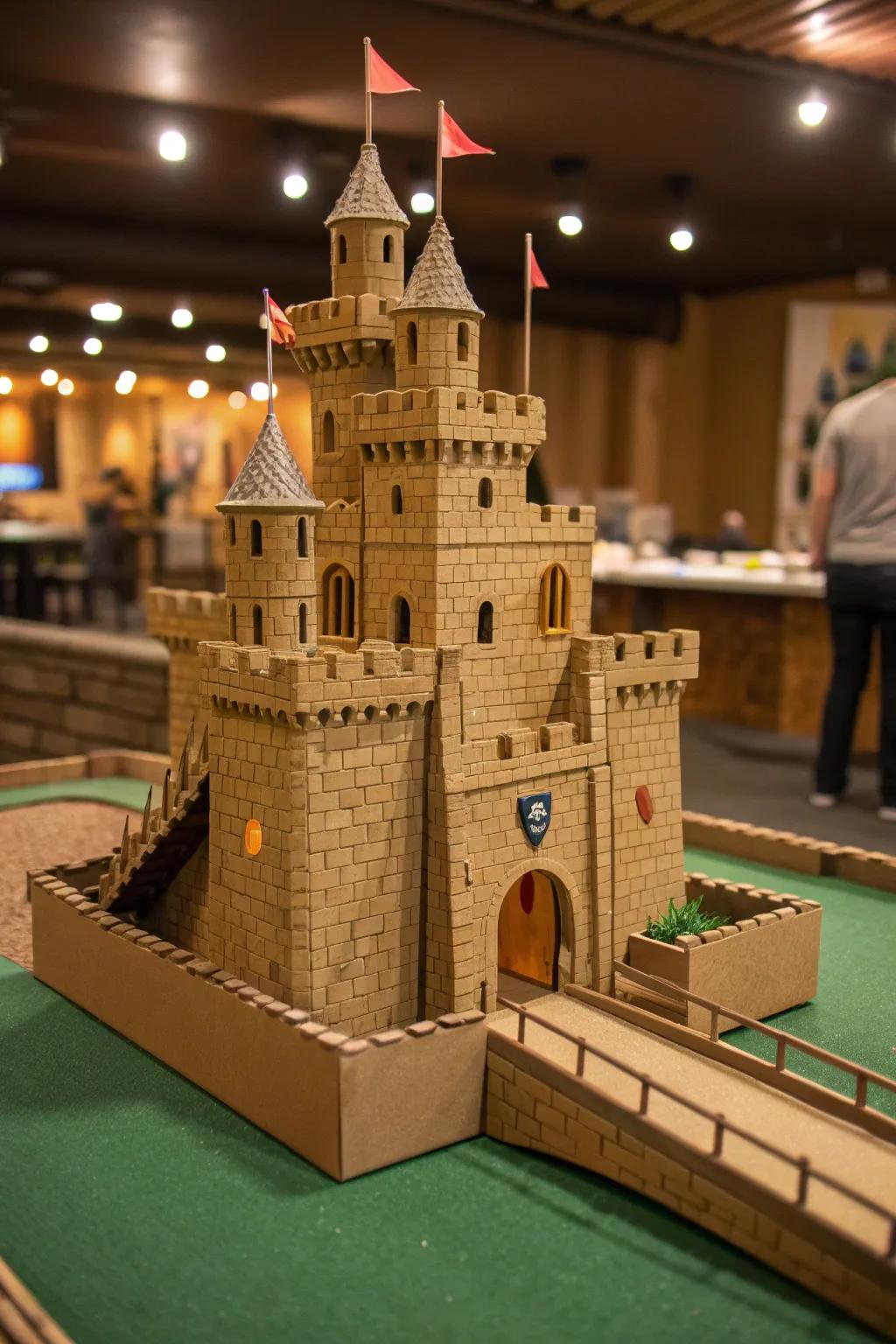 Unleash your creativity with this DIY cardboard castle for your indoor mini golf course. Perfect for those who appreciate craftsmanship and detail.
