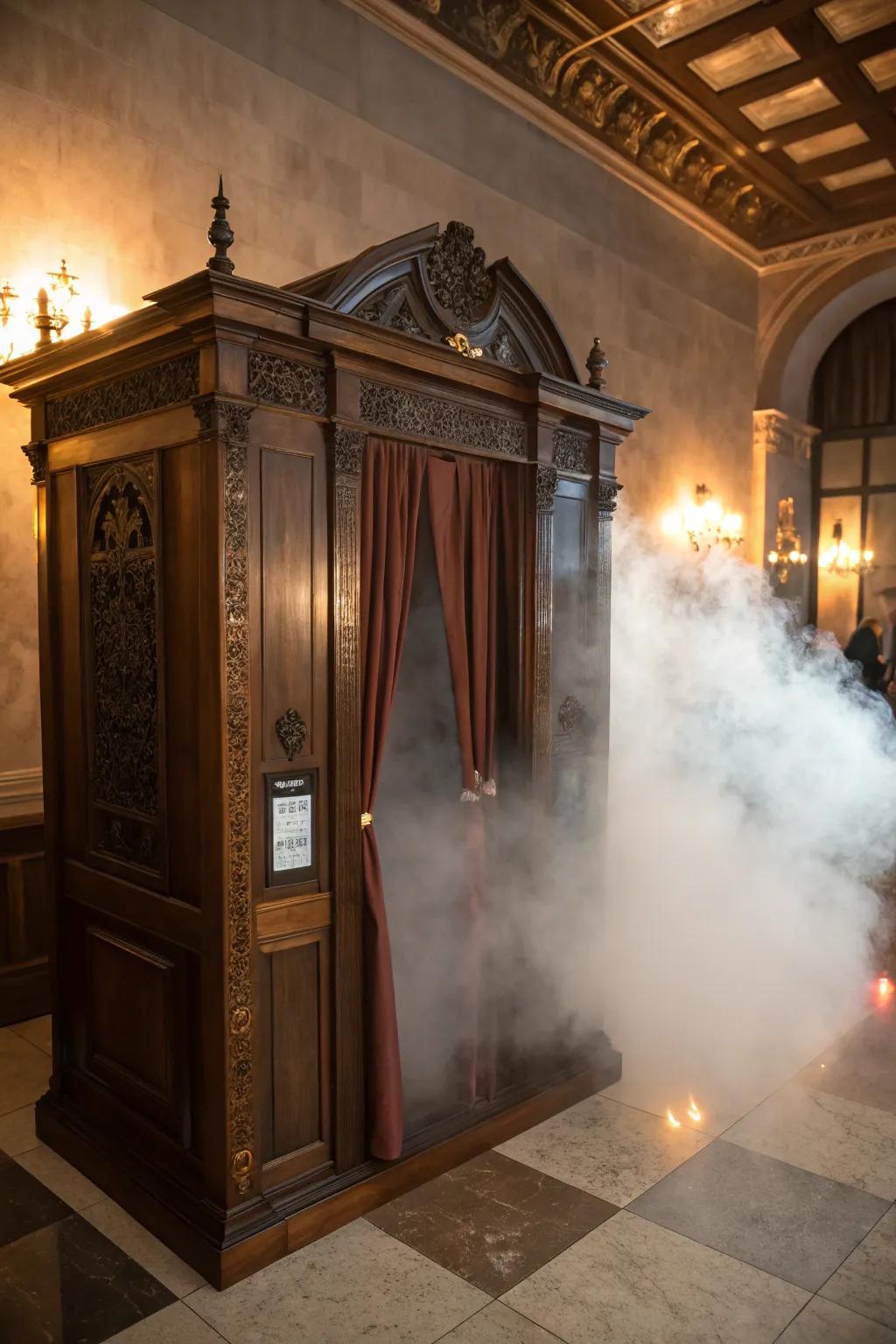 Step into the mist and capture haunting memories in this beautifully crafted photo booth.