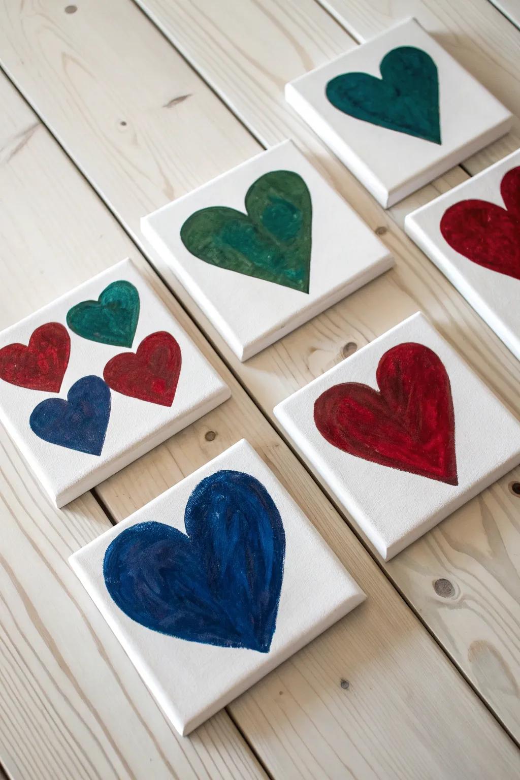 Transform your hallway into a gallery of love with a striking canvas heart collage.