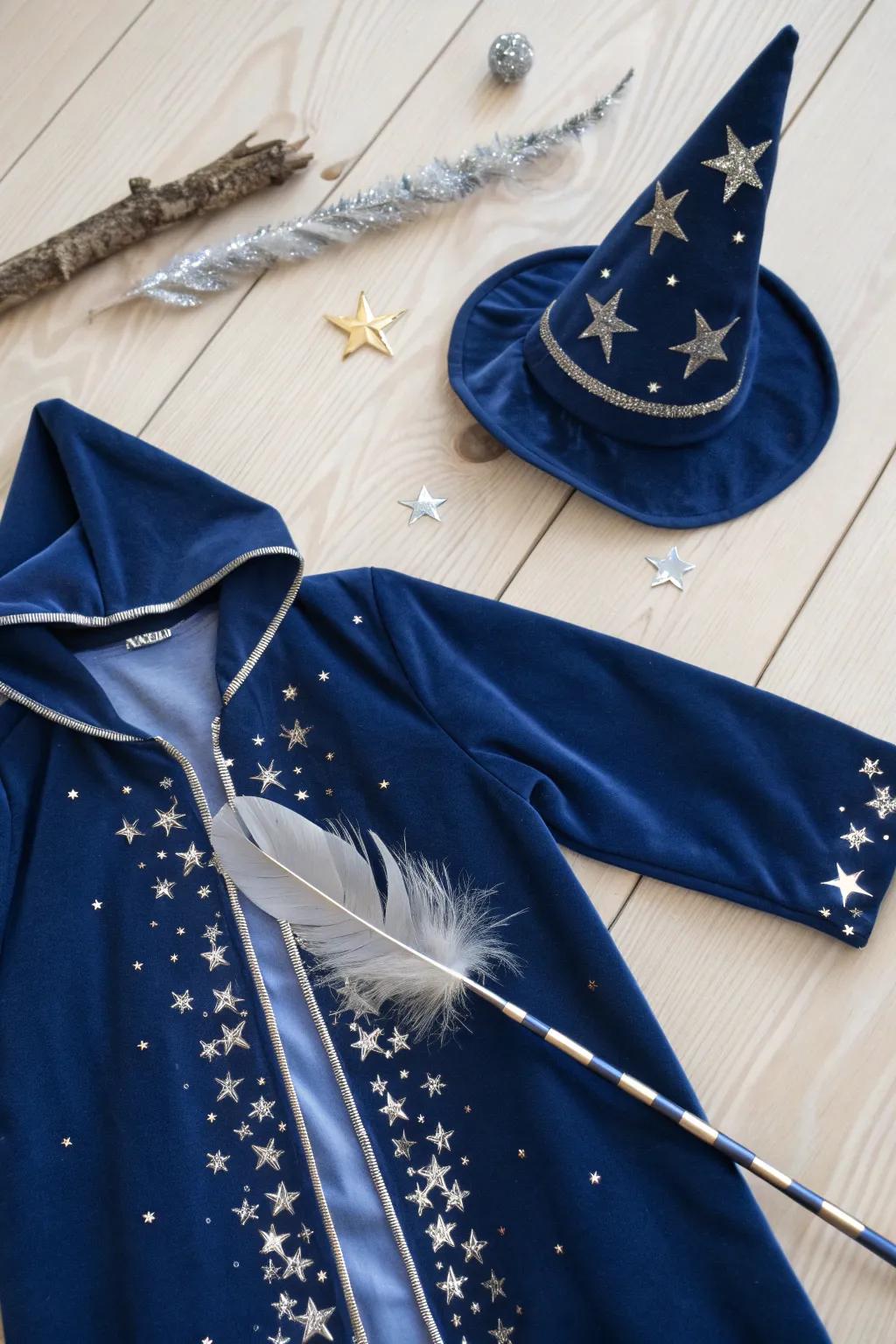Enchant their imagination with this whimsical wizard costume, perfect for sparking magical adventures at school!