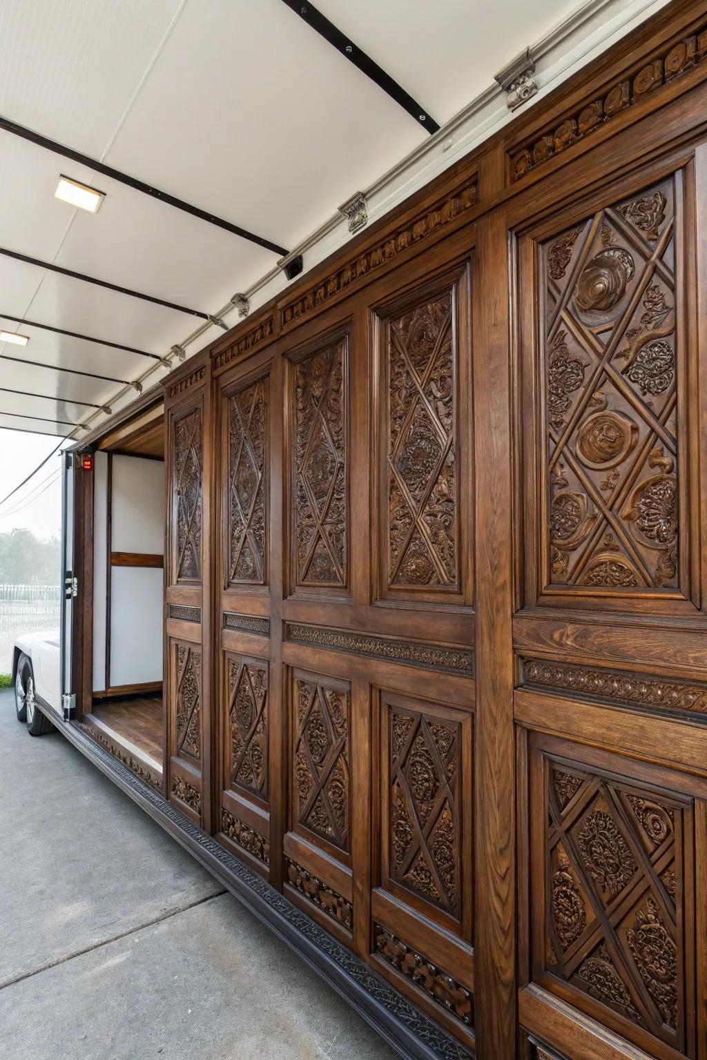 Transform your trailer into a moving art gallery with statement wooden panels that speak volumes.