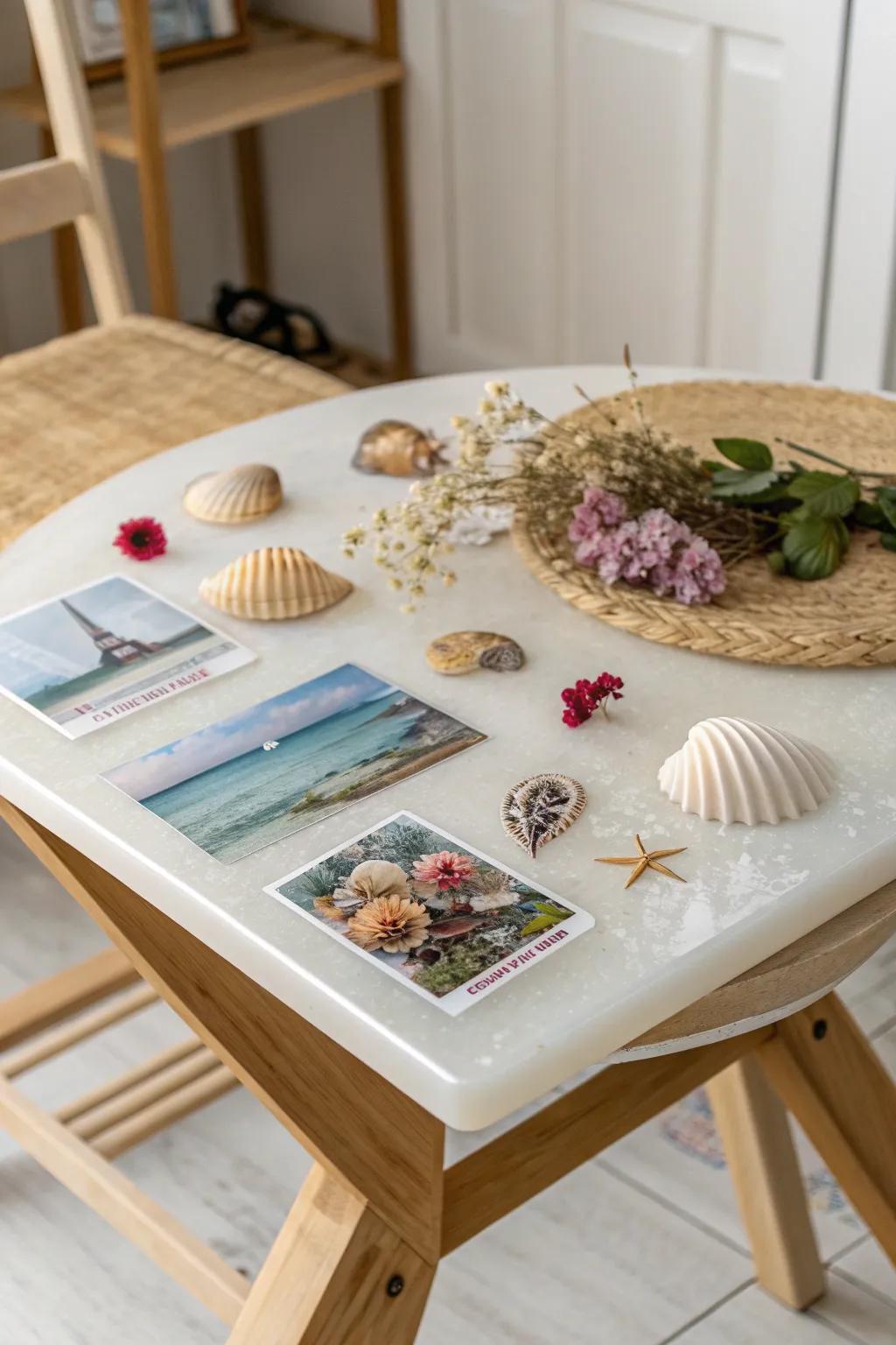 Preserve your cherished memories in style with a personalized epoxy table that tells your unique story. 🌿✨