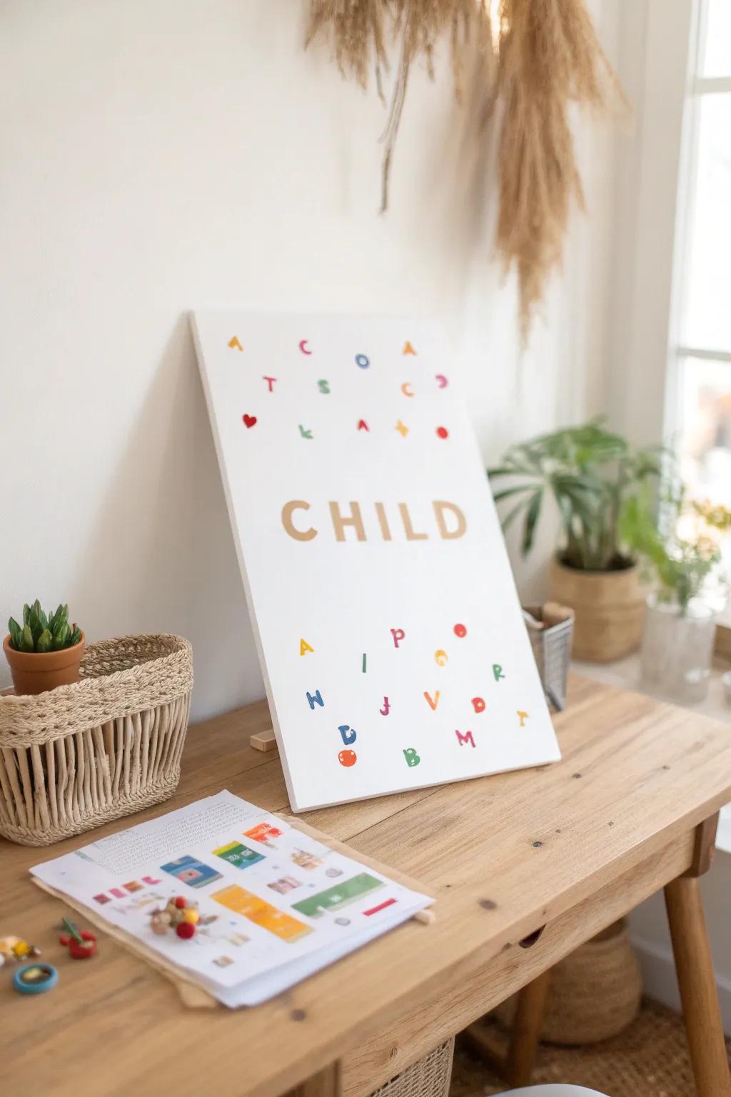 Crafting memories: Vibrant sticker name art for a fun first day of school!