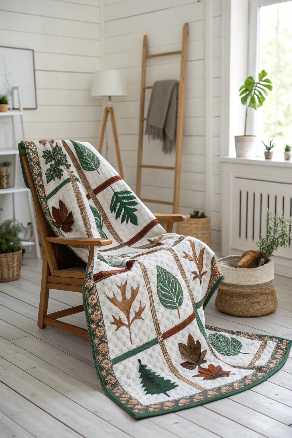 Embrace nature's beauty with this stunning green and brown flannel quilt, perfect for cozying up in style.