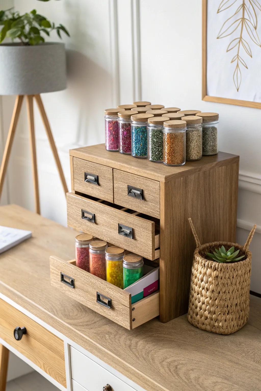 Organize your sparkle with style: Discover the beauty of clutter-free creativity.