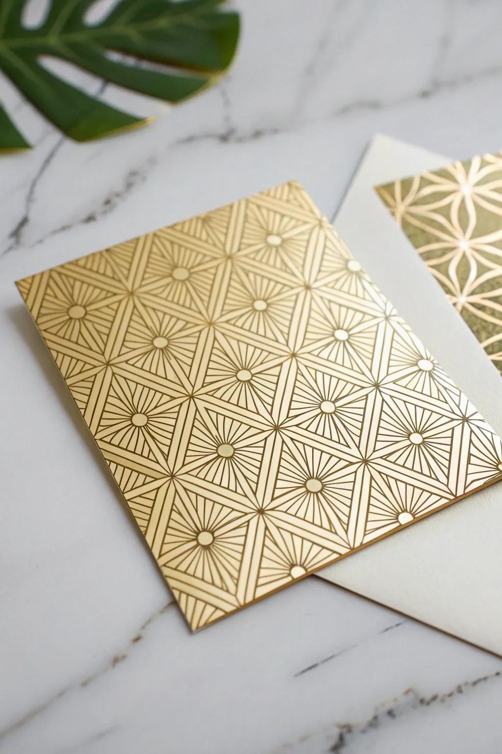 Celebrate in style with a golden geometric touch—where minimalism meets boho elegance.