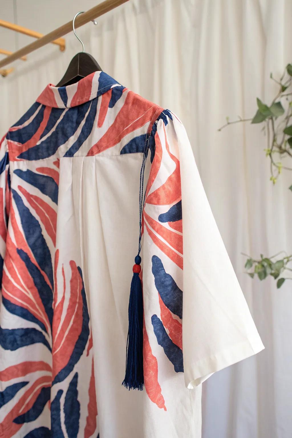 Elevate your graduation style with abstract artistry.