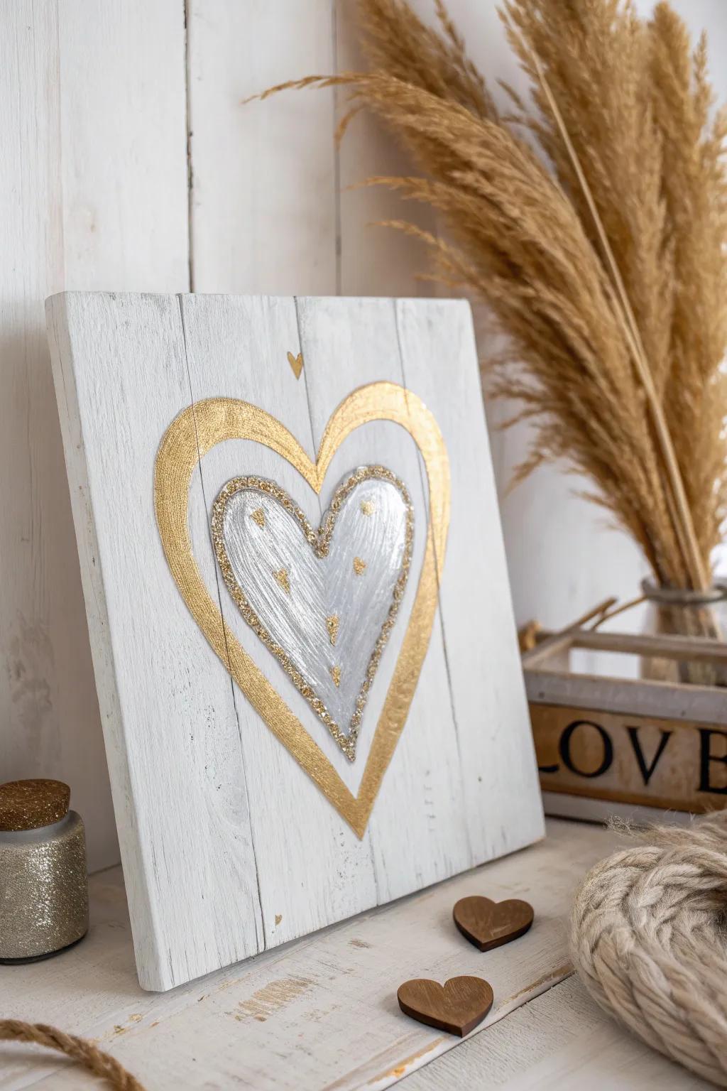 Elevate your art with a touch of metallic elegance—discover the beauty of shimmering heart accents.