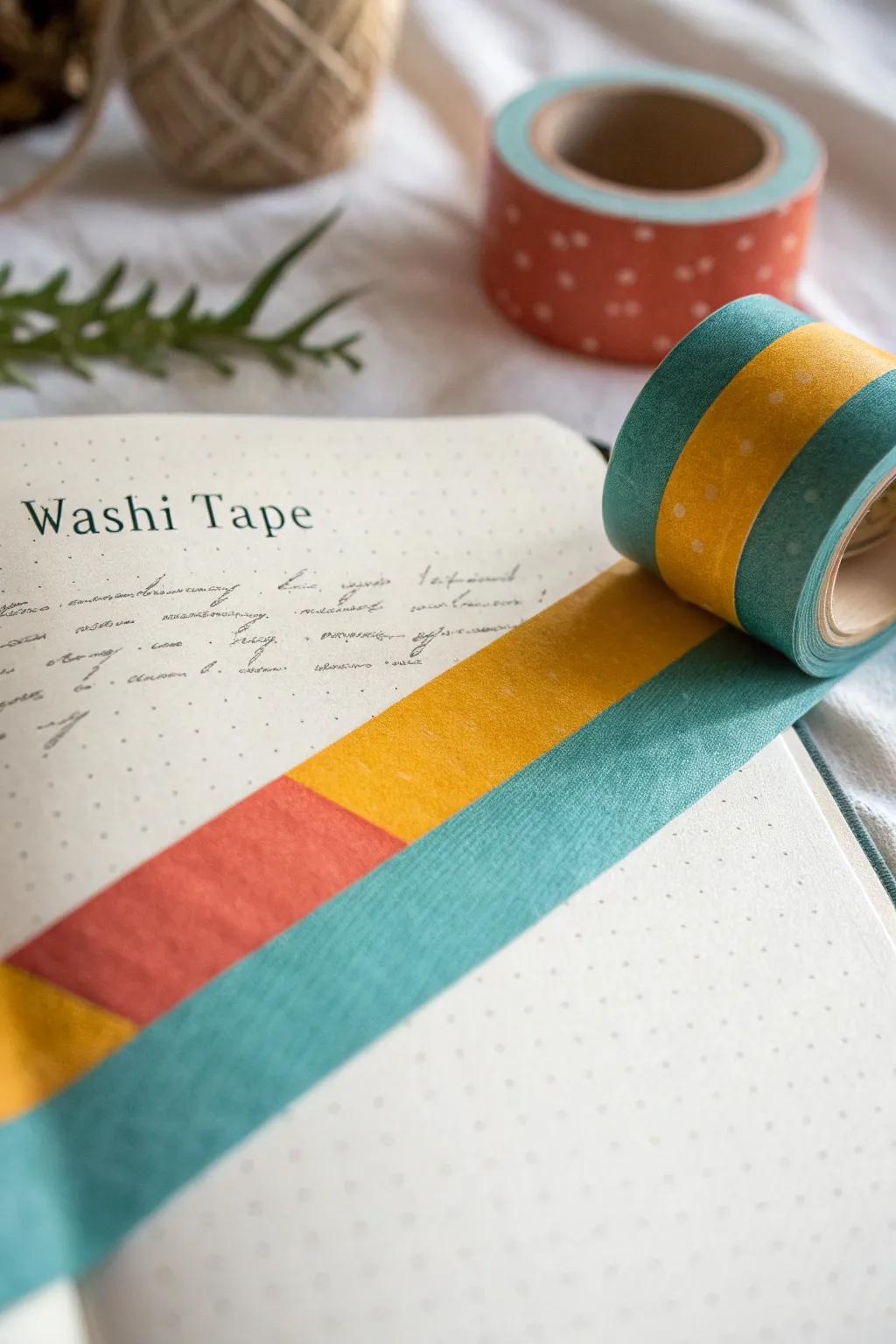 Elevate your journaling with vibrant washi tape for a minimalist yet bold scrapbook page.