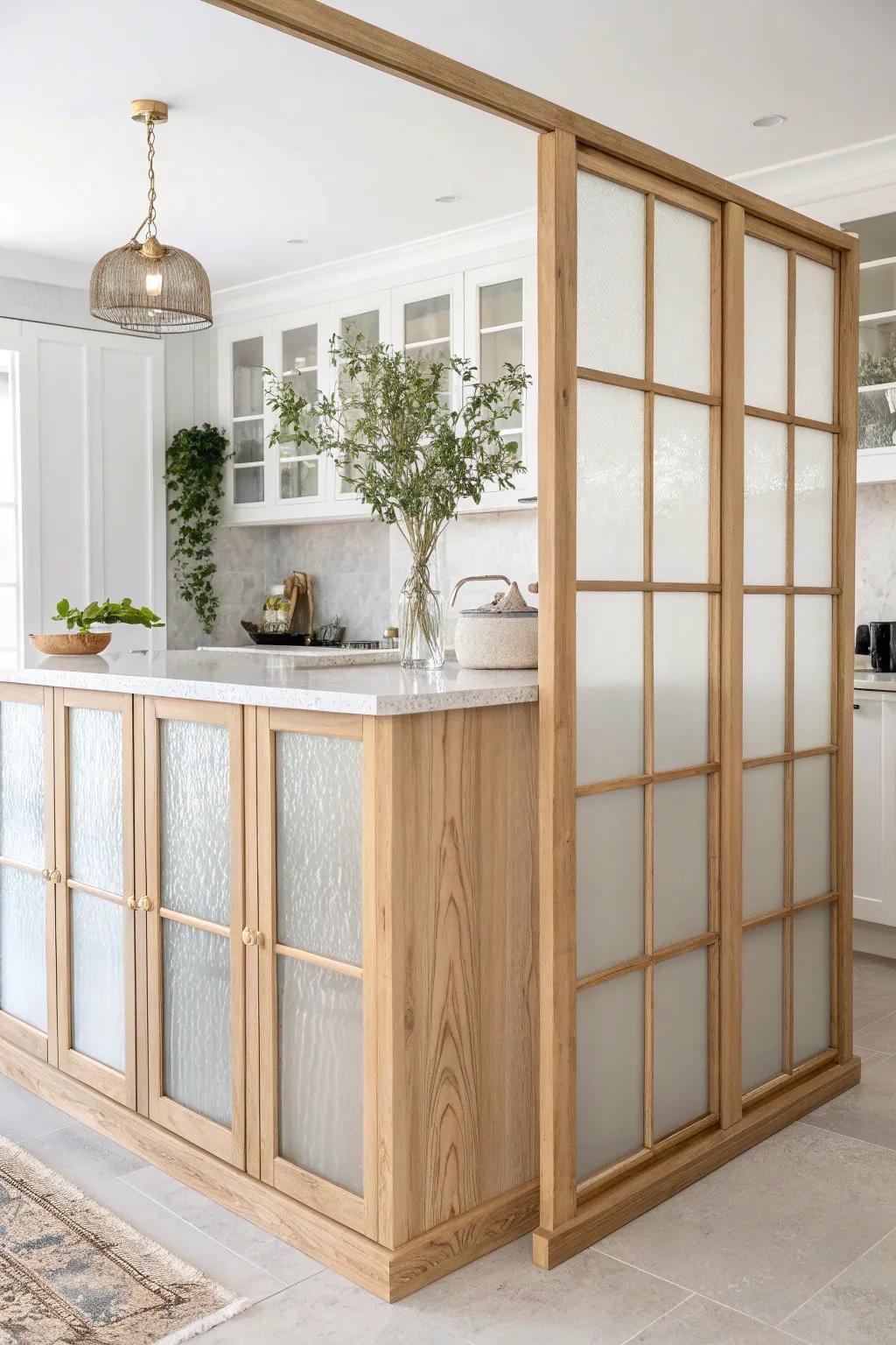 Transform your kitchen with the understated elegance of frosted glass panels.