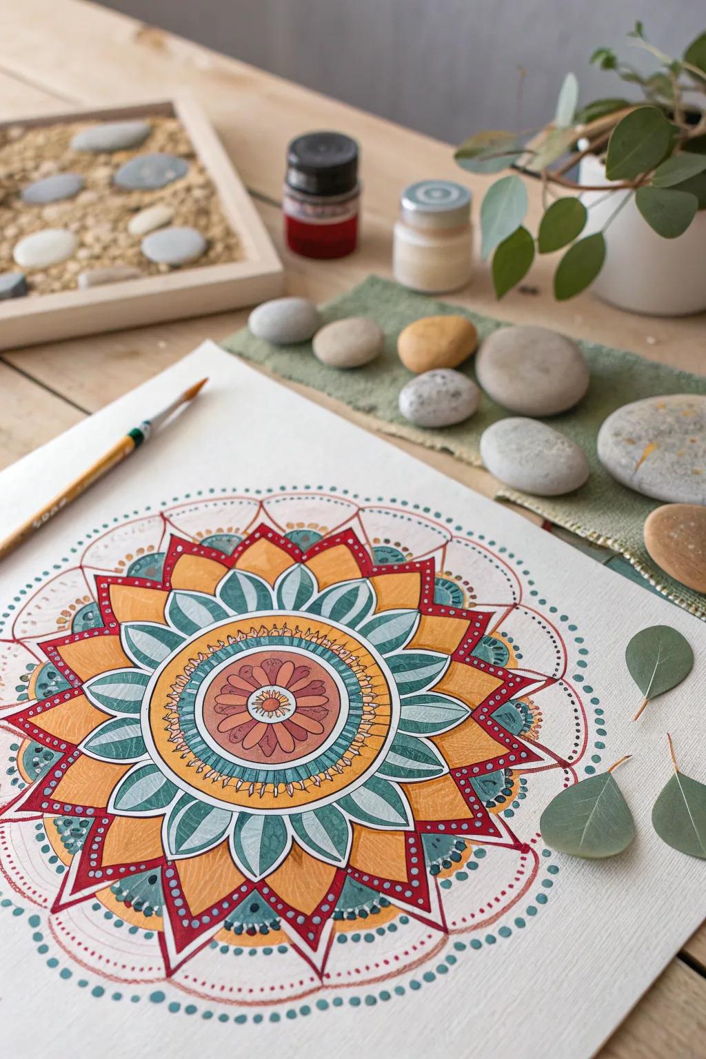 Unleash your creativity with DIY Mandala Art, where bold colors and calming symmetry meet minimalist elegance.