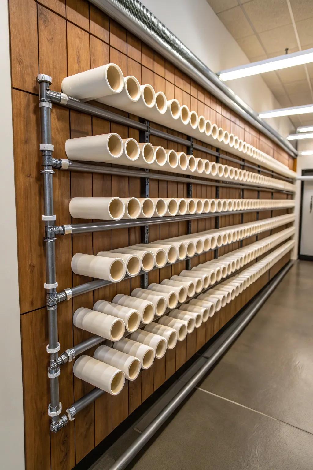 Transform your garage with this sleek DIY PVC pipe storage solution!