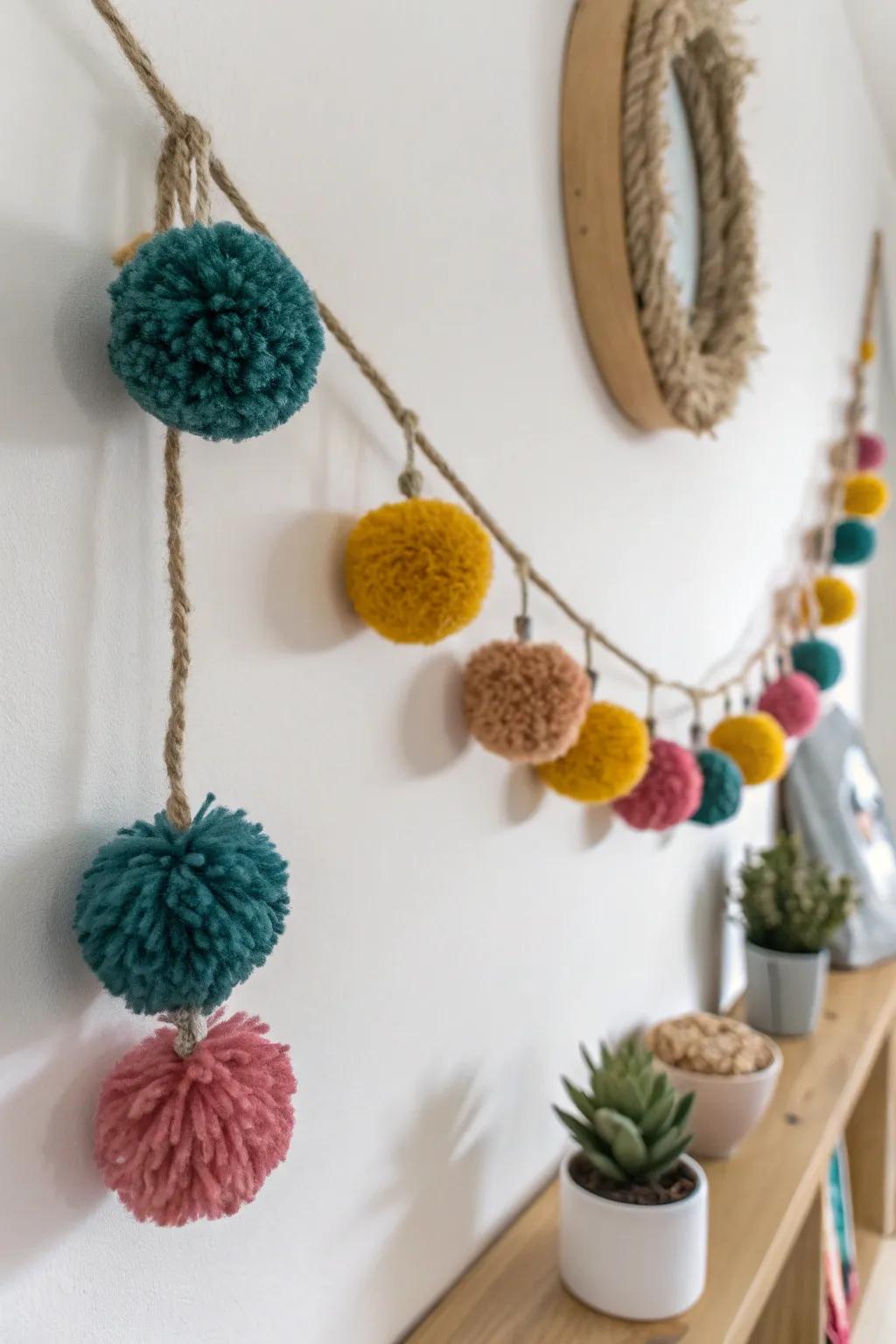 Add a splash of cheerful color to your child's room with a stunning pom pom garland—where simplicity meets playful elegance!