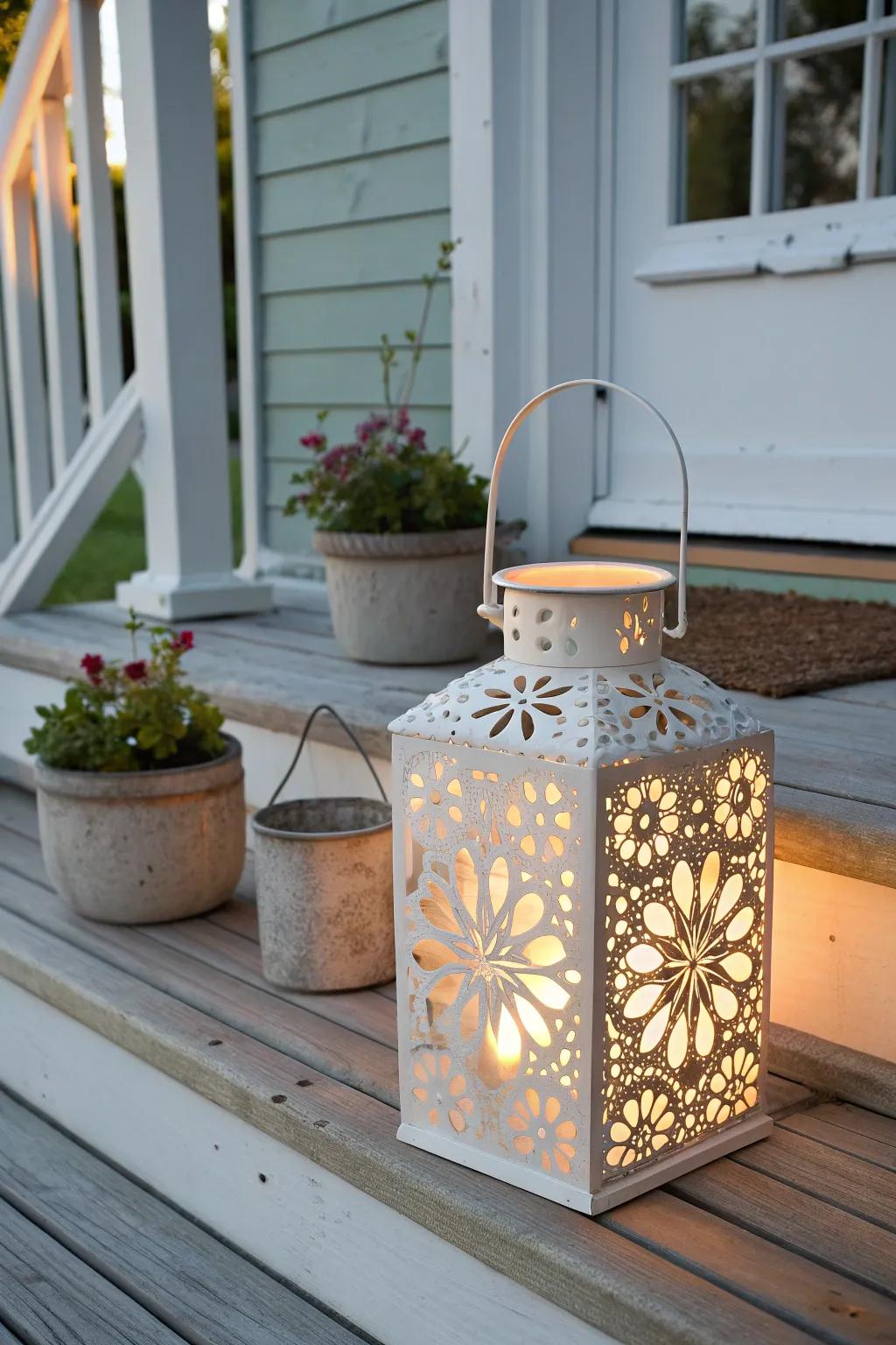 Transform your space with the cozy glow of a handmade lantern, bringing Scandinavian simplicity and Boho warmth to your porch.