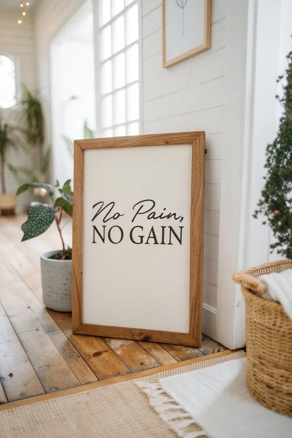 Elevate your workout space with a touch of elegance and motivation. #NoPainNoGain #ScandiBoho