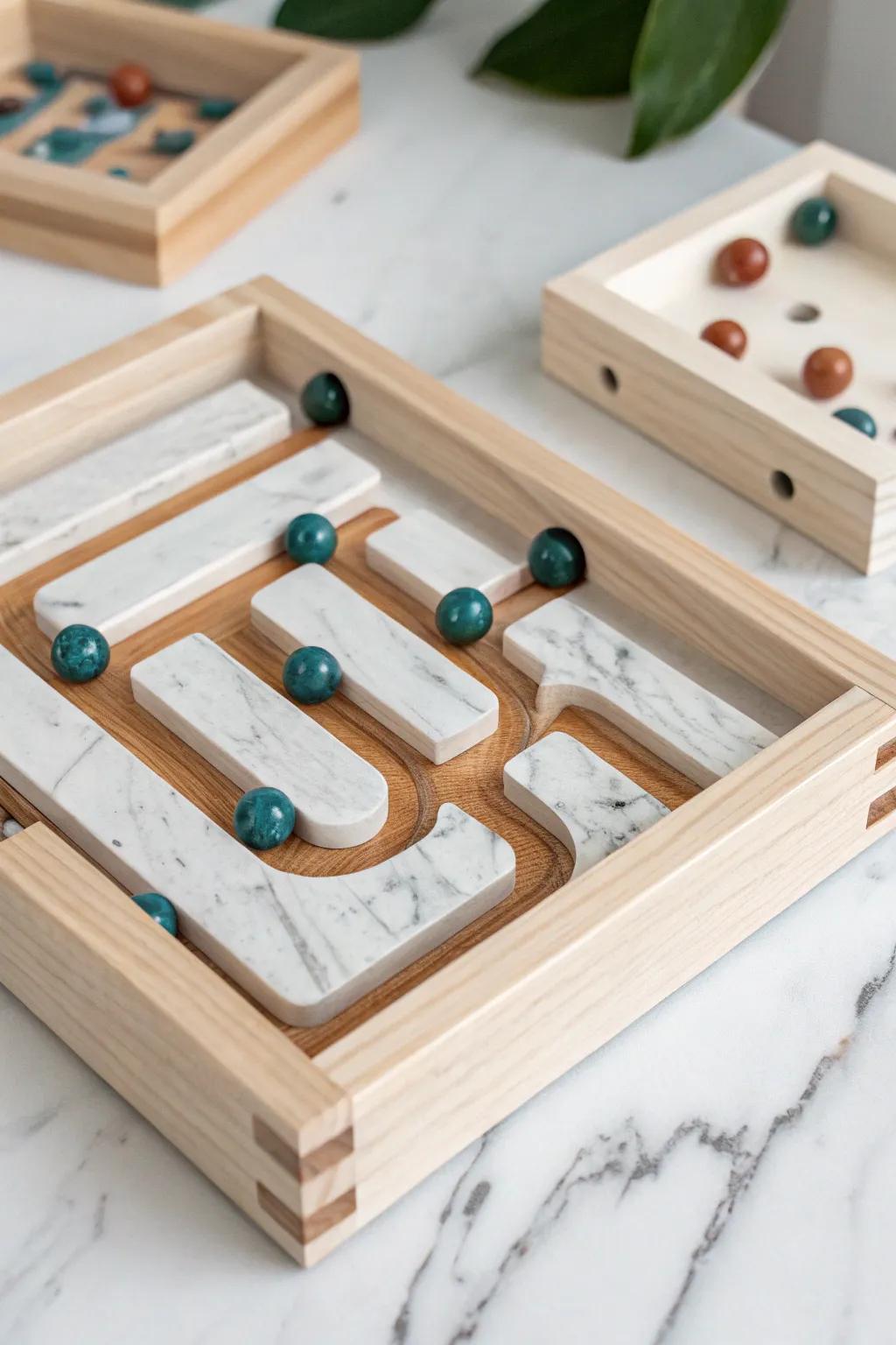 Discover the art of play with a magnetic marble maze that merges Scandinavian simplicity with Boho charm.