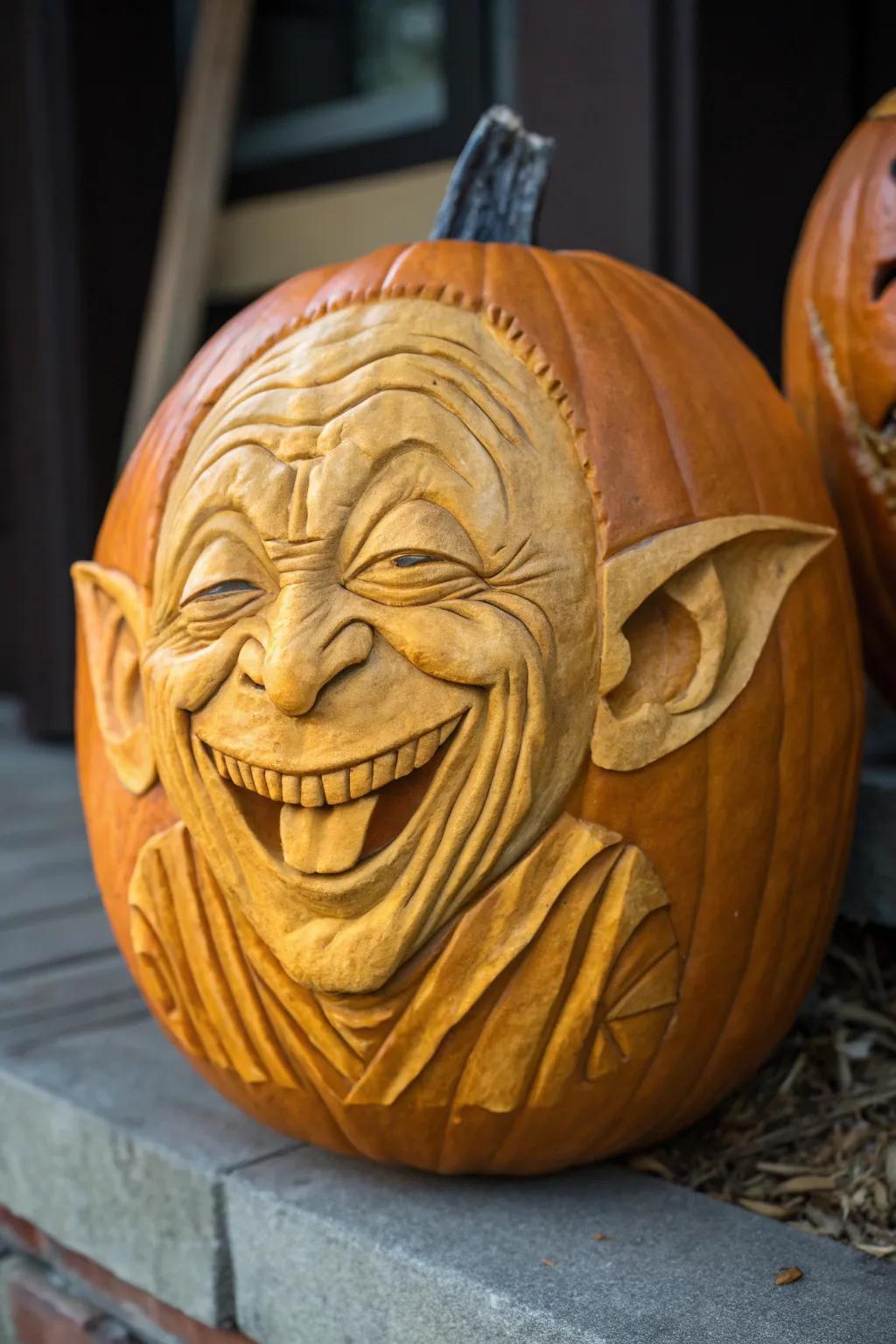Meet the Giggling Goblin: the life of the pumpkin patch party with an irresistibly cheeky grin.