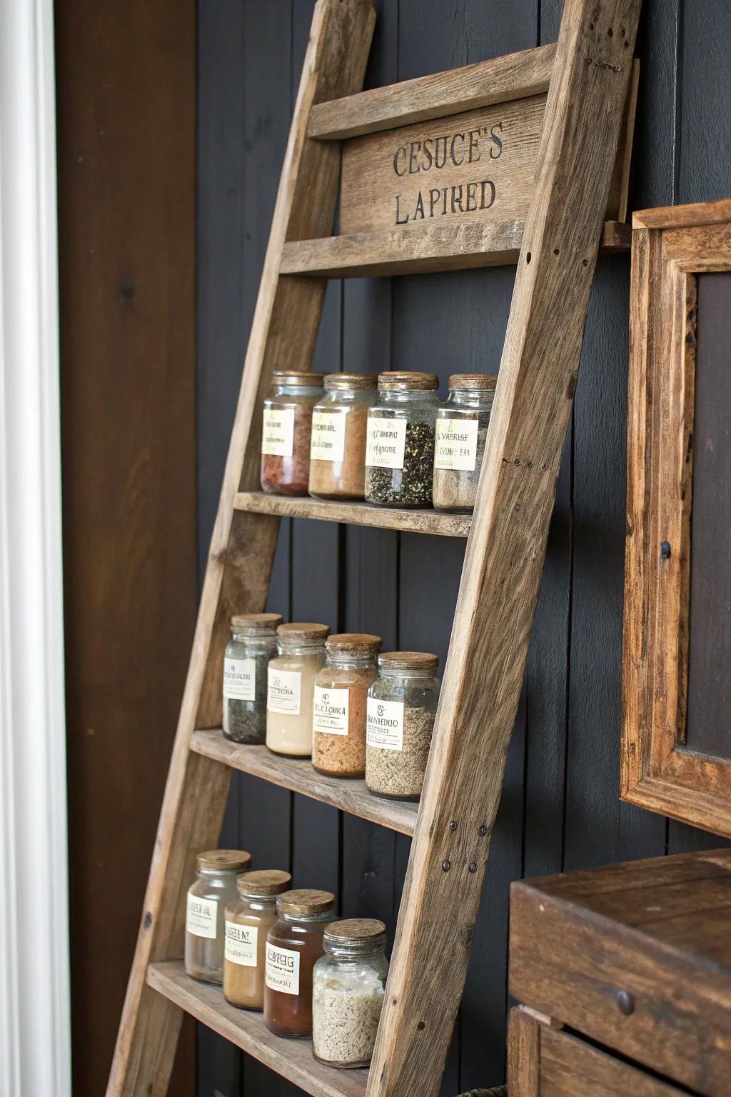 Transform old wood into timeless charm with this vintage spice rack idea.