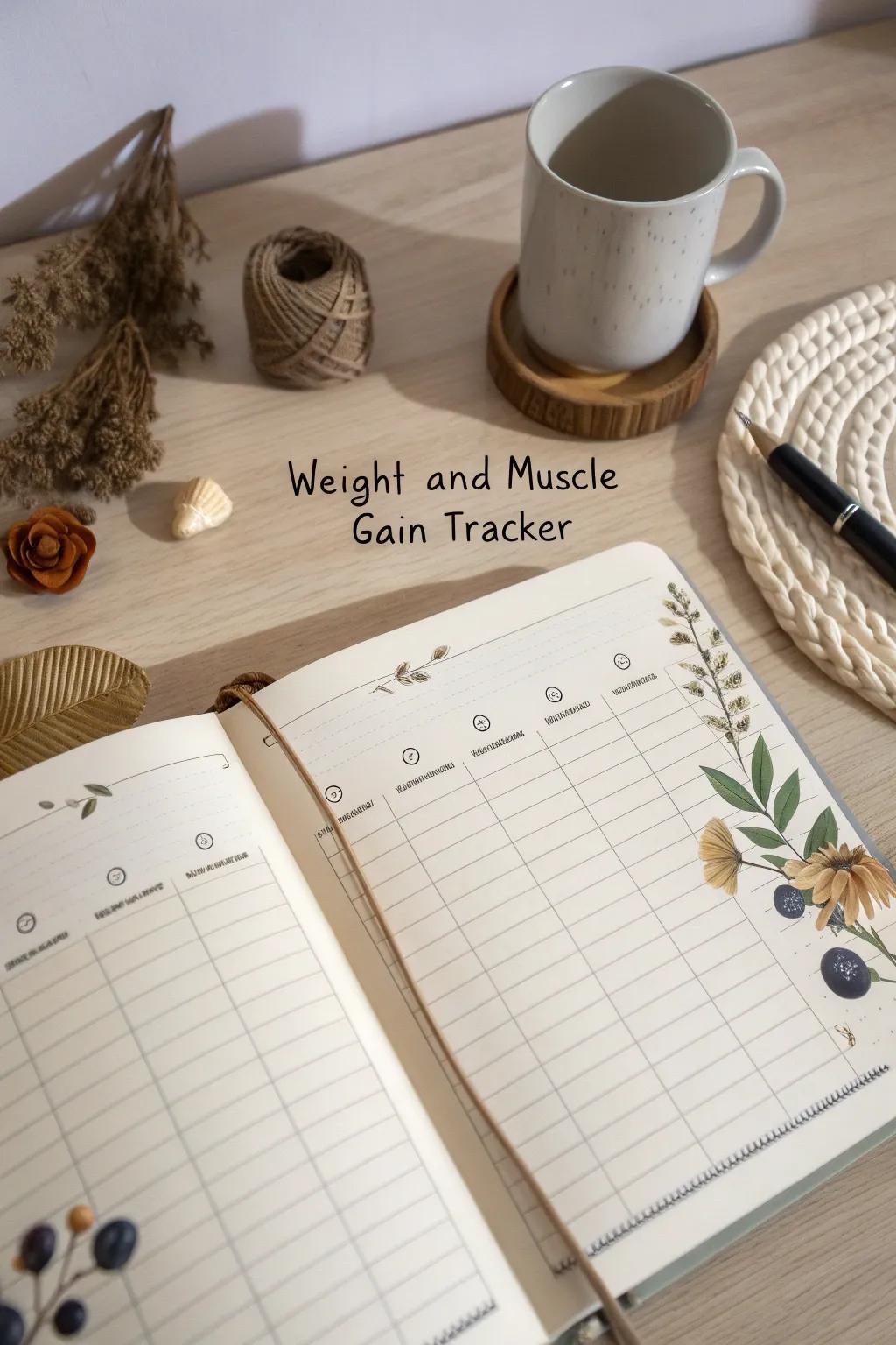 Track your growth journey with elegance and simplicity in a handcrafted workout journal. #FitnessGoals #MinimalistDesign