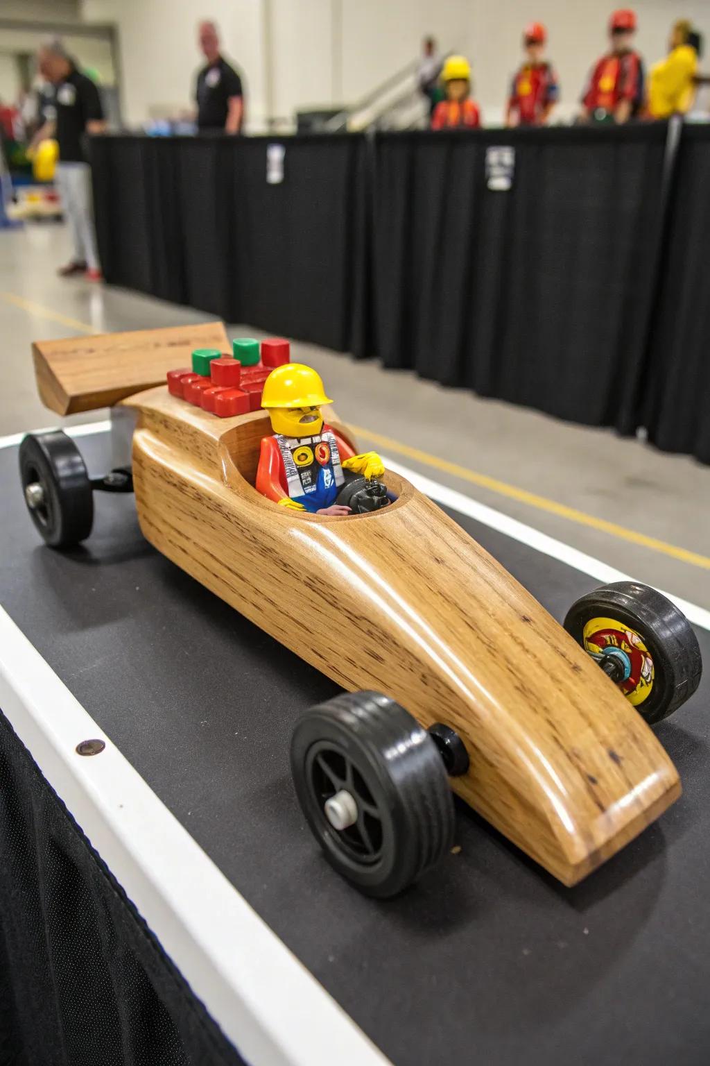 Rev up your creativity with this LEGO-themed pinewood derby car—where craftsmanship meets playful design!