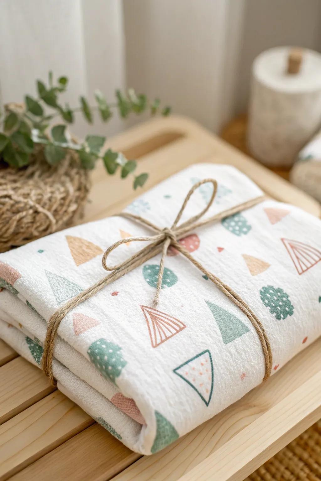 Wrap your gifts with personality and charm using playful patterned towels.
